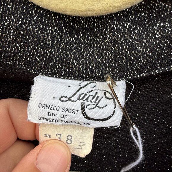 Vintage 70s carol O lurex long sleeve blouse size large - Picture 8 of 9